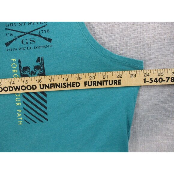 Grunt Style Patriotic Skull Graphic Muscle Tank Top Teal Sleeveless Shirt Size 4 - Picture 5 of 9